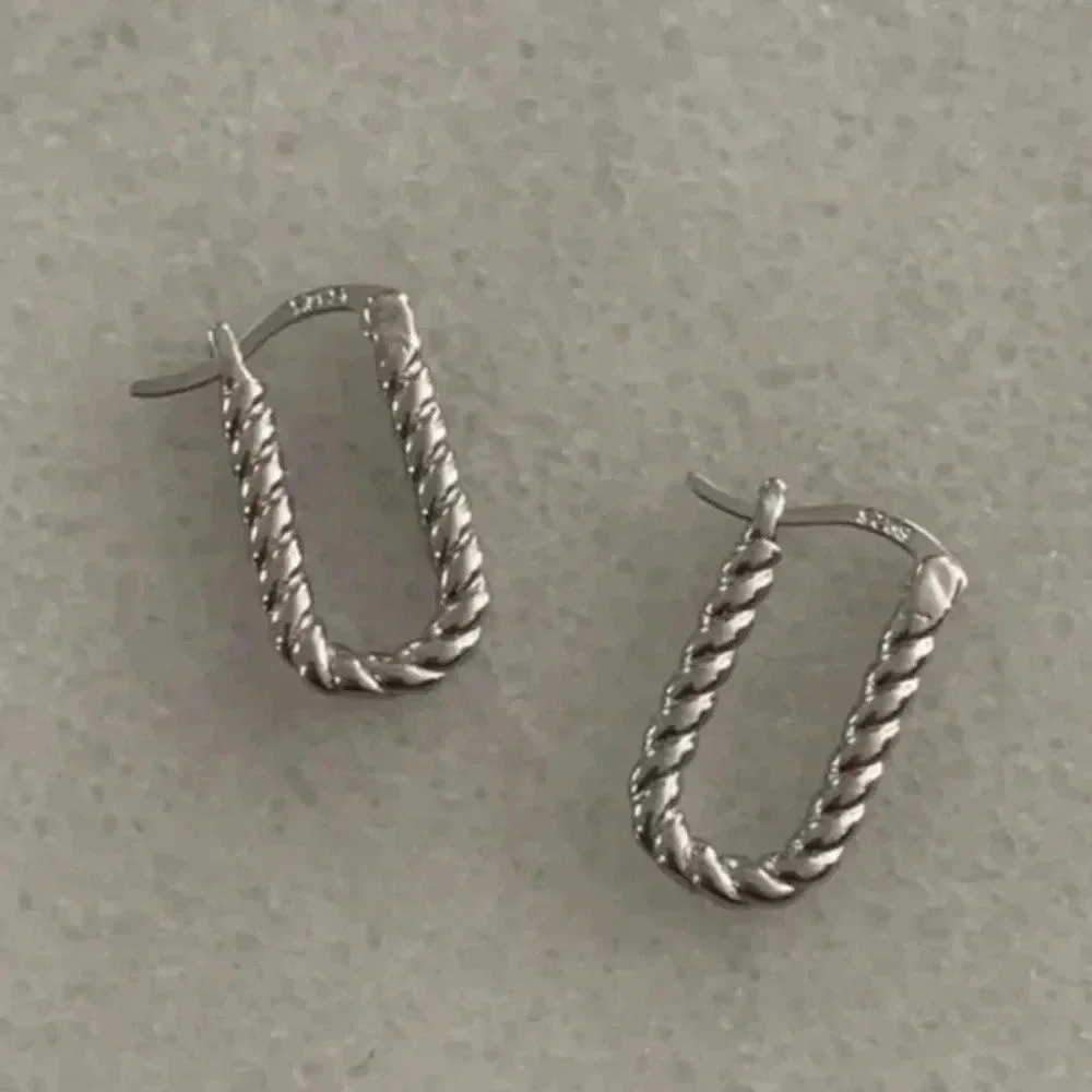 COPY - COPY - Sterling Silver Oval Twist Hoop Earrings